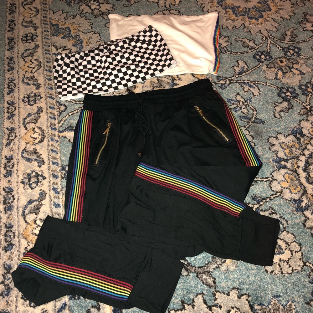 Tube top high waist sweatpants workout bundle